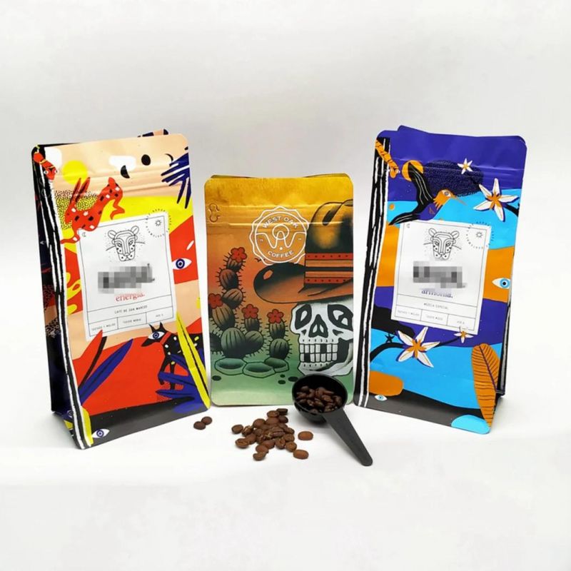 Coffee Packaging Plastic Pouch 16oz/450g Quad Seal Coffee Packaging Bag