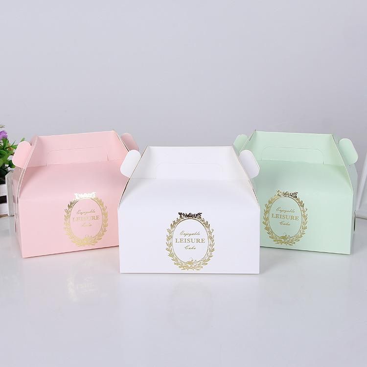 Wholesale High Quality Colorful Paper Cake Box, Custom Cake Packaging with Handle