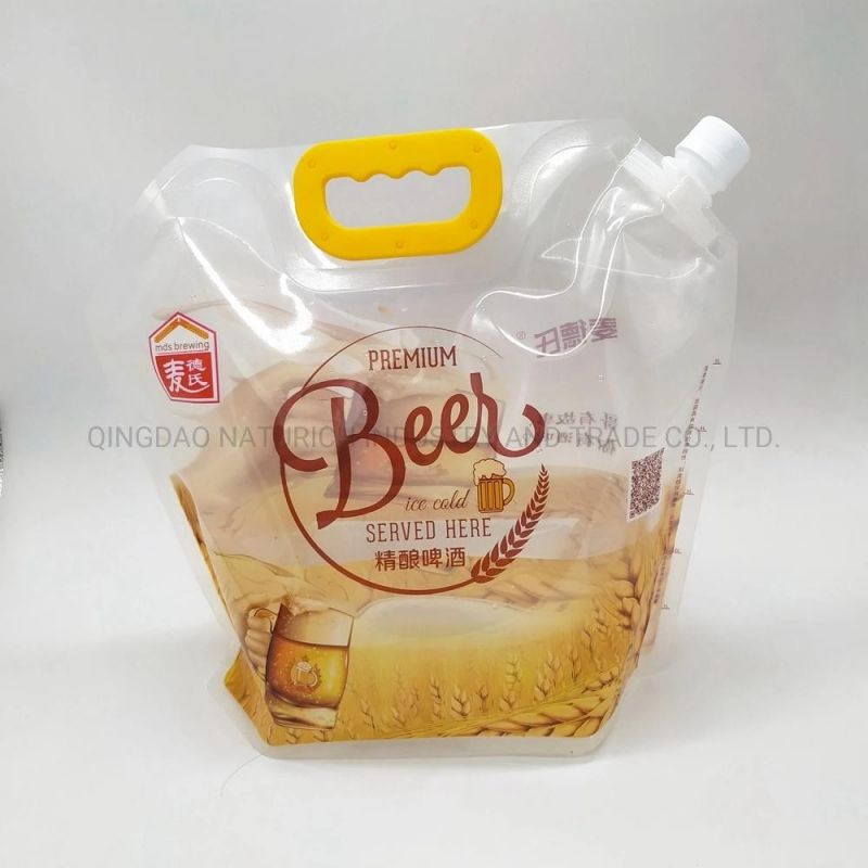 Custom Printing Transparent 3L 5L Liquid Spout Bag with Handle