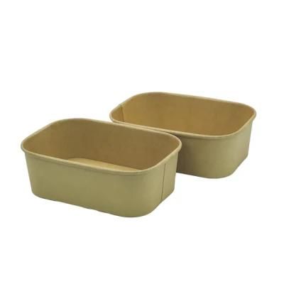 1000ml Eco Friendly Take Away Disposable Rectangular Square Paper Bowl with Pet Lid