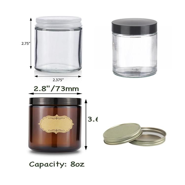 250ml Clear Frosted Straight Sided Glass Jar with Metal Lid