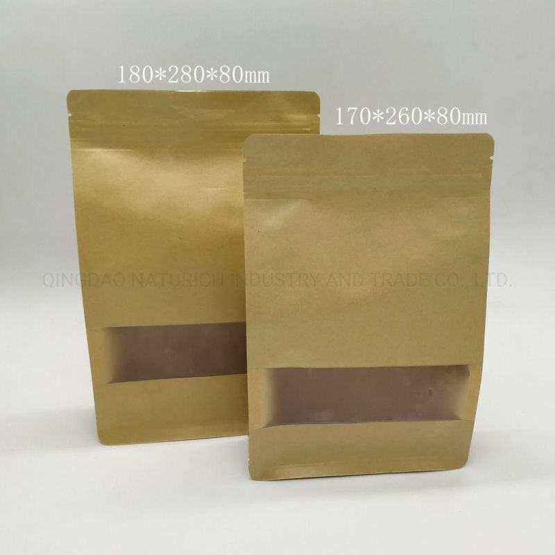 Eco-Friendly Flat Bottom Kraft Paper Bag with Clear Window