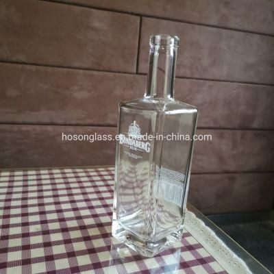 Hoson Customized Transparent Lead Free Glass Extra White Flint 700ml 750ml 1000ml 70cl 75cl 375cl Square Rum Bottle