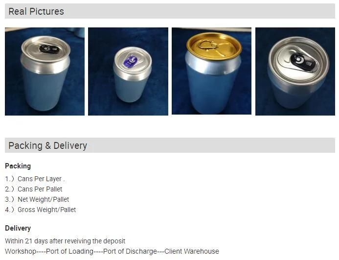 330 Ml 500 Ml Aluminum Material Soft Drink Can