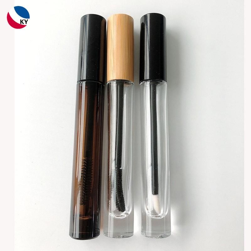 Professional Design Empty Eyelash Lip Gloss Tube 10ml Glass Mascara Bottles with Bamboo Cap