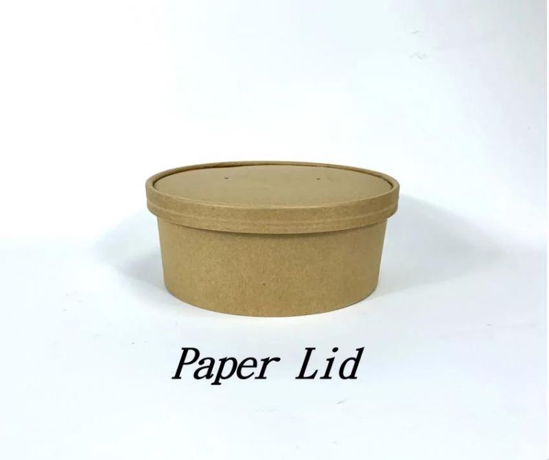 Biodegradable Food Takeaway Packaging Kraft Salad Paper Bowl with Lid