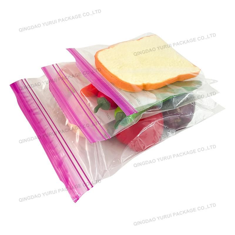 PE Reclosable Zipper High Transparent Ziplock Bag with Red Line on Lip