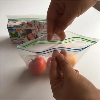 Wholesale Safe Food Storage Packaging Double Zipper Freezer Plastic Bag