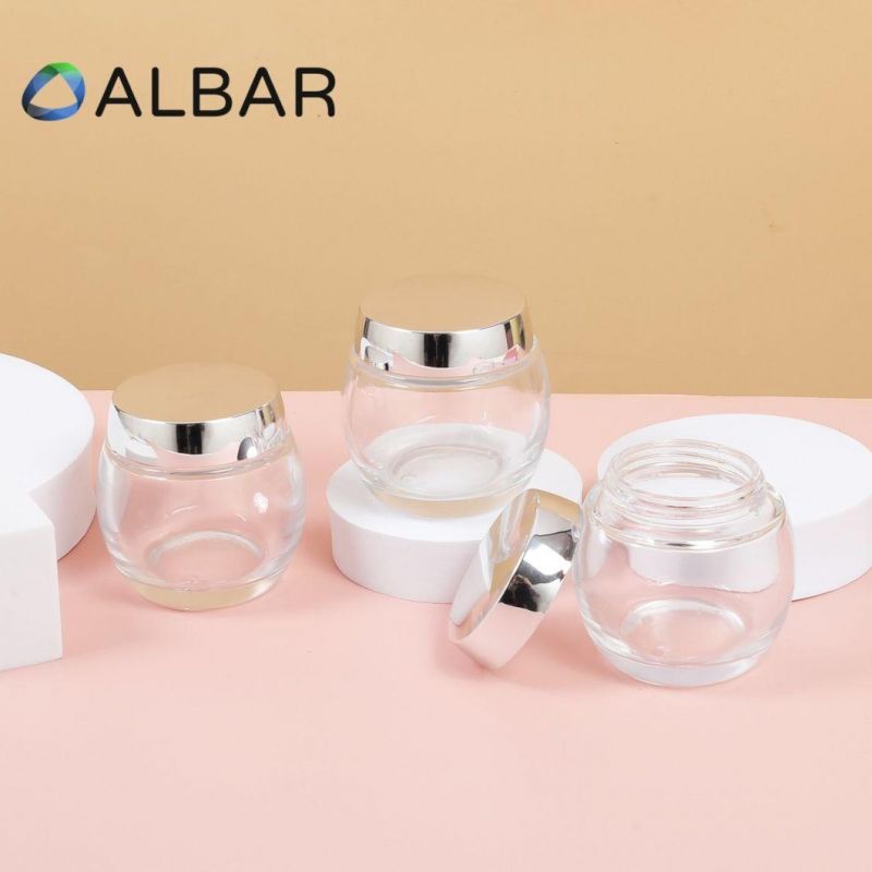 Round Mouth Thick Bottom Crystal Glass Jars for Skin and Hand Care Cream