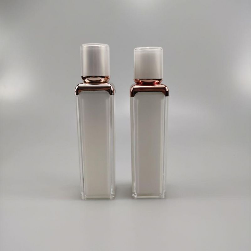 50ml Square Rose Gold Acrylic Emulsion Bottle Foundation Bottle Essence Bottle for Cream Serum