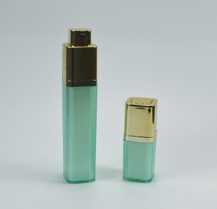 Luxury 15ml 30ml 50ml Square Green Rotary Lotion Acrylic Airless Bottle