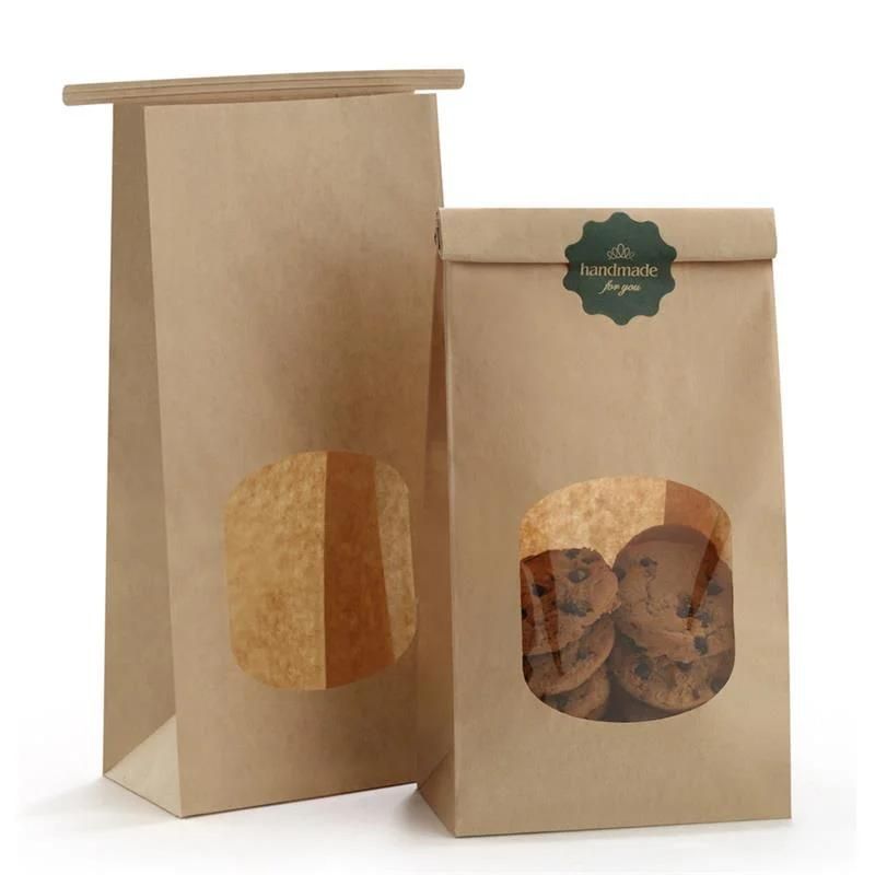 Factory Wholesale Hot Sale Lock Kraft Tin Tie Paper Bag with Window