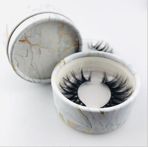 Customized Pringing False Eyelash Case New Currency Cylindrical Can Eyelash Packaging Box Eyelash Case Transparent Window Round Tin Eyelashes Packaging