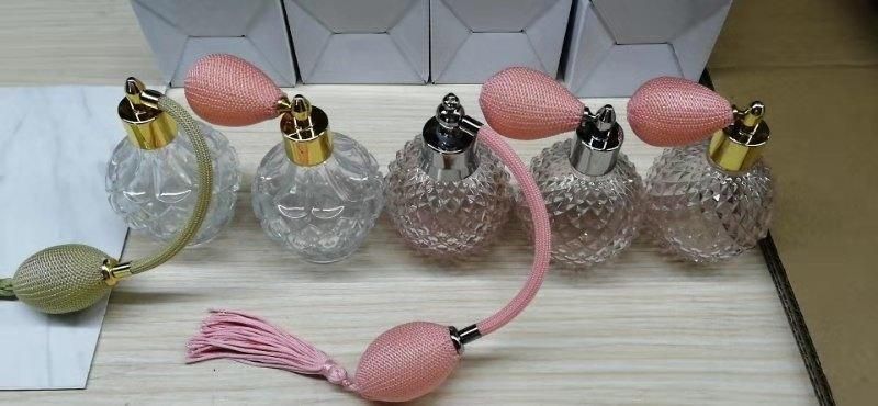 100ml Empty Perfume Glass Bottle Cosmetics Dispenser Vintage Crystal Refillable Spray Long Pineapple Fragrance Tool