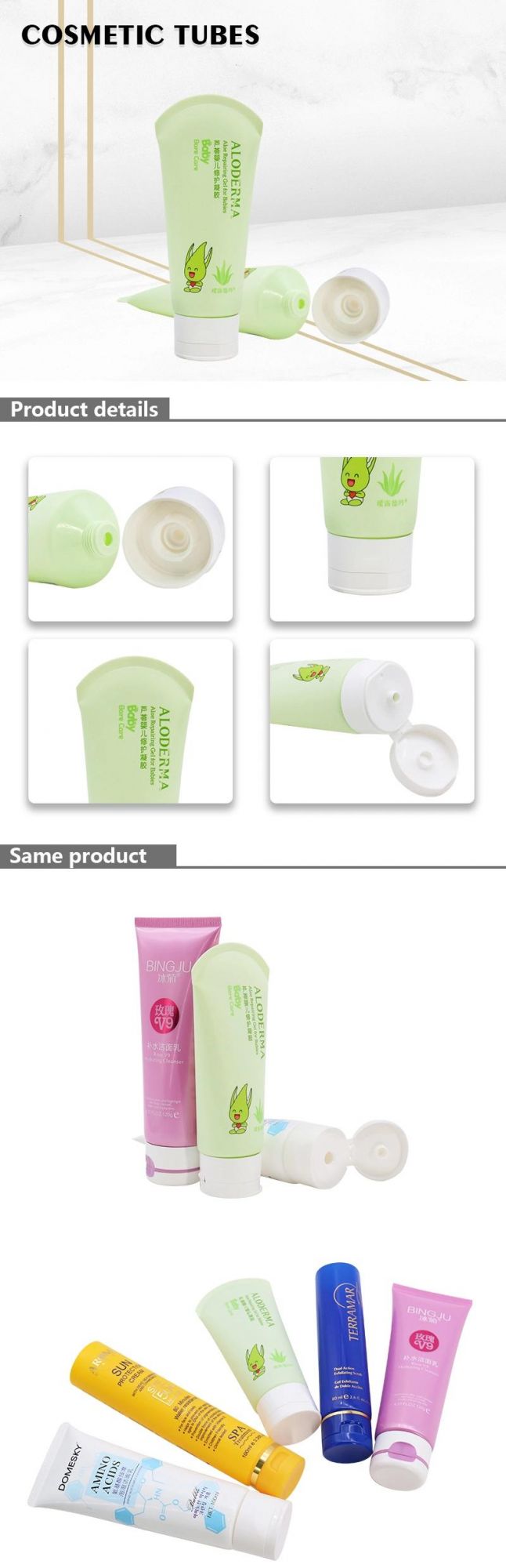 Wholesale Skincare Packaging PE Plastic Cosmetic Tube with Flip Top Cap