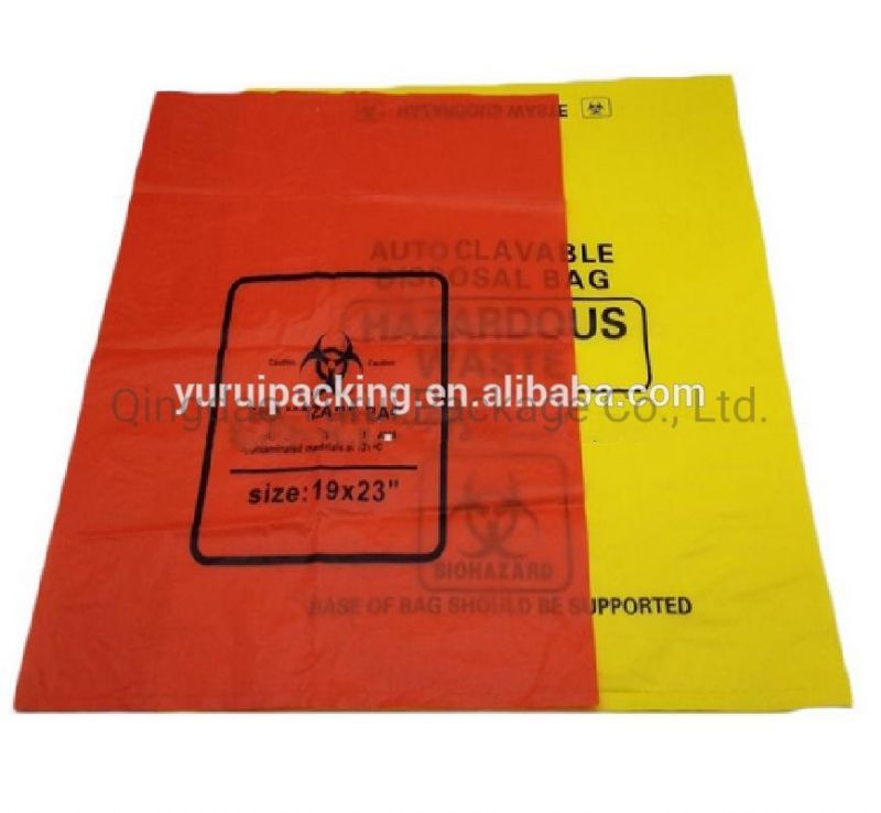 Yellow Red Hospital Clinics Infectious Plastic Disposable Medical Waste Bags