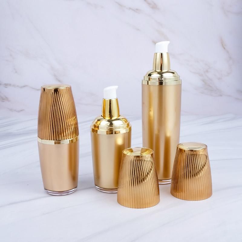 in Stock Gold 30ml 50ml 80ml 120ml Luxury Acrylic Plastic Skin Care Jars Cosmetic Lotion Pump Bottles