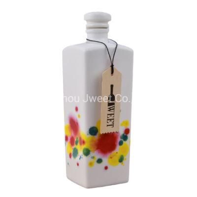 Custom 750ml White Ceramic Bottle for Brandy