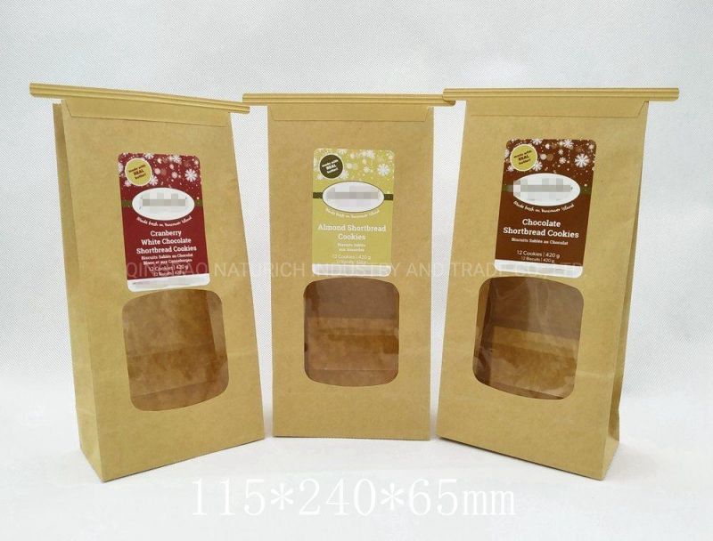 Snack Nuts Cookies Food Kraft Paper Bag with Window