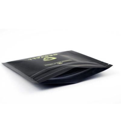 Logo Printed Top Zip Matte Black Color Stand up Smell Proof Mylar Bag 1g