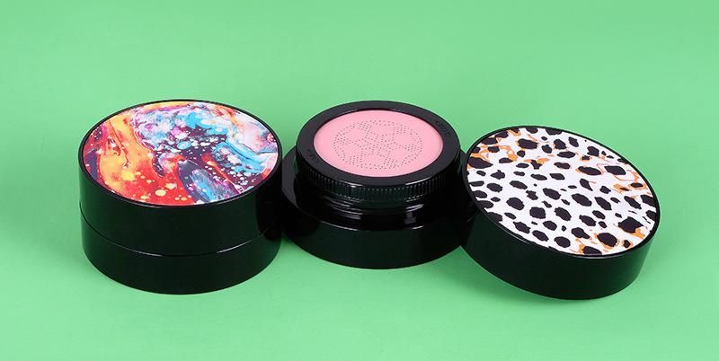 Elegant Round Black Customized Empty Silica Gel Air Cushion Box Bb Cushion Case with Silica Gel Sifter