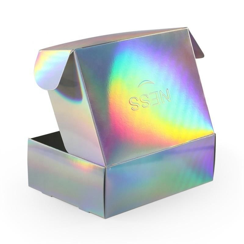 Eco Friendly Luxury Custom Size Foldable Holographic Paper Box Wedding Clothing Paper Cardboard Cosmetic Gift Packaging Box