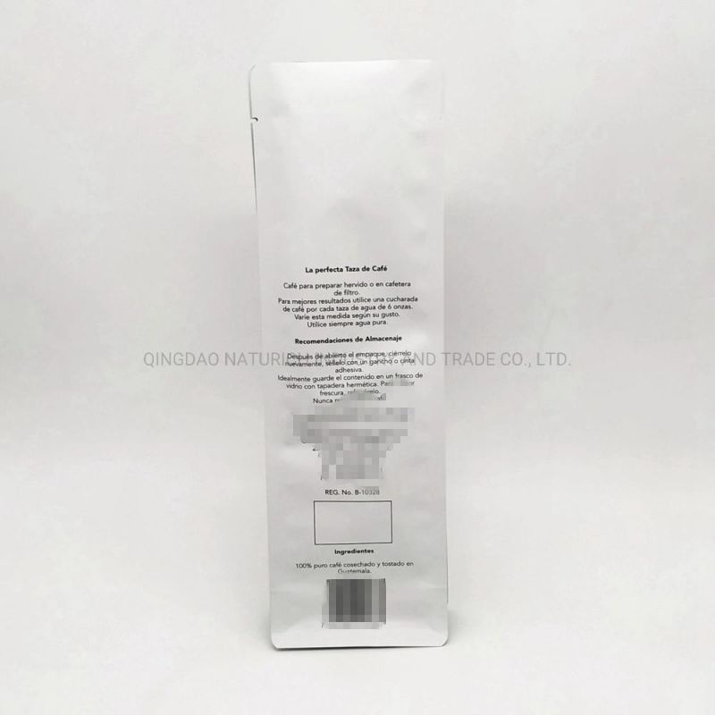 Plastic Food Packaging Bag Flat Bottom Zipper Bag with Valve