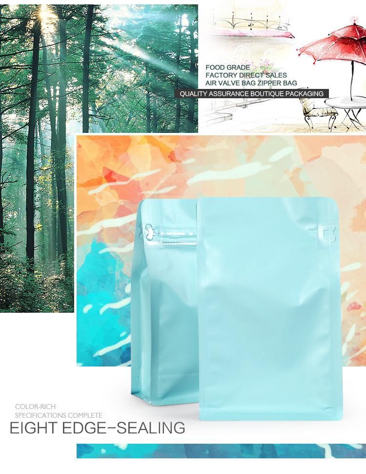 Ready to Ship Standing up Flat Bottom Coffee Beans Plastic Packaging Bag