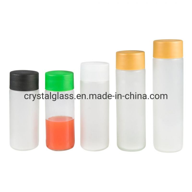 250ml 300ml 500ml 800ml Slim Cylinder Classic Style Cold Pressed Beverage Glass Juice Bottle with PP Caps Voss