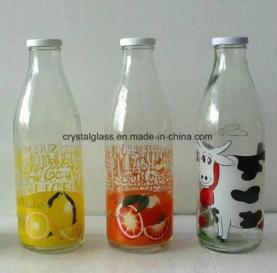 Food Grade 1litre Transparent Glass Milk Bottle with Screw Cap