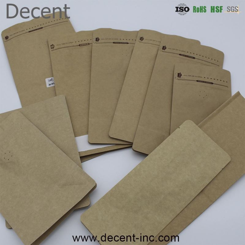 Resealable Custom Zipper Top Kraft Paper Snack Cookie Packaging Plastic Ziplock Stand up Pouch Food Paper Bag with Air Valve