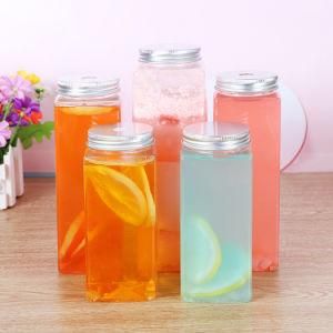 Wholesale Empty French Square 500ml Plastic Beverage Juice Bottle with Screw Cap