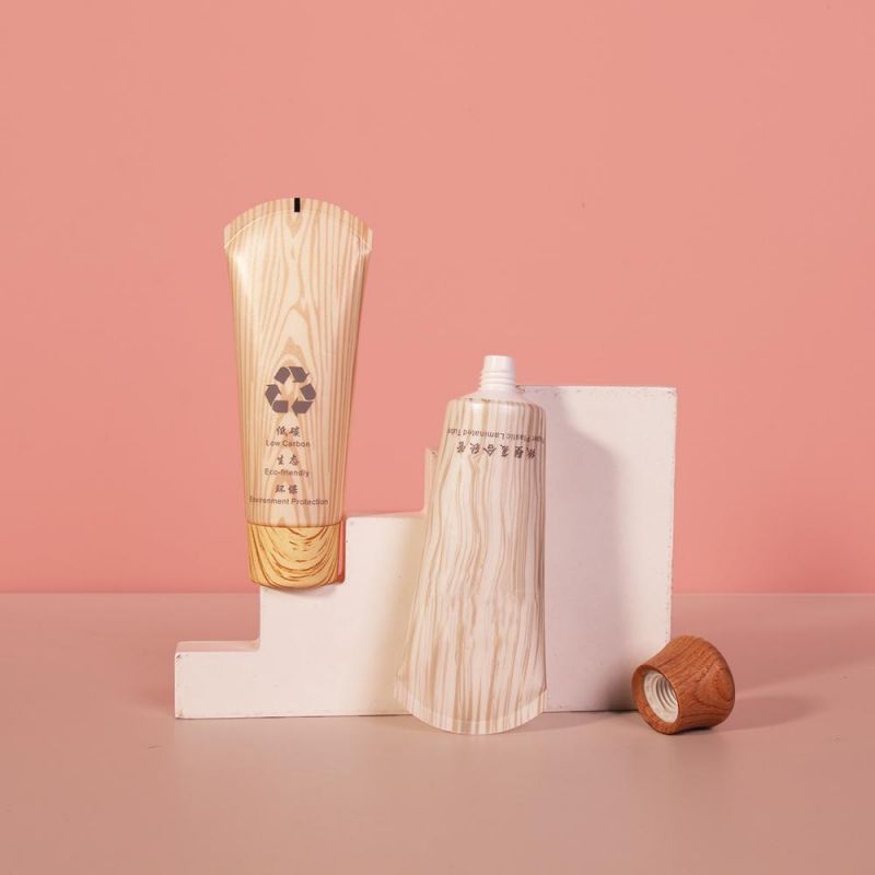 Eco-Friendly Paper Plastic Laminated Cream Tube with Wooden Cap