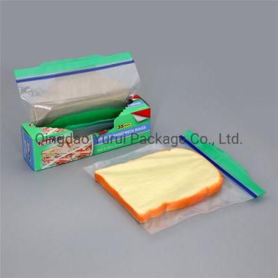 Reusable Ziplock Food Storage Open Easy Tabs Plastic Sandwich Bags in Retail Box