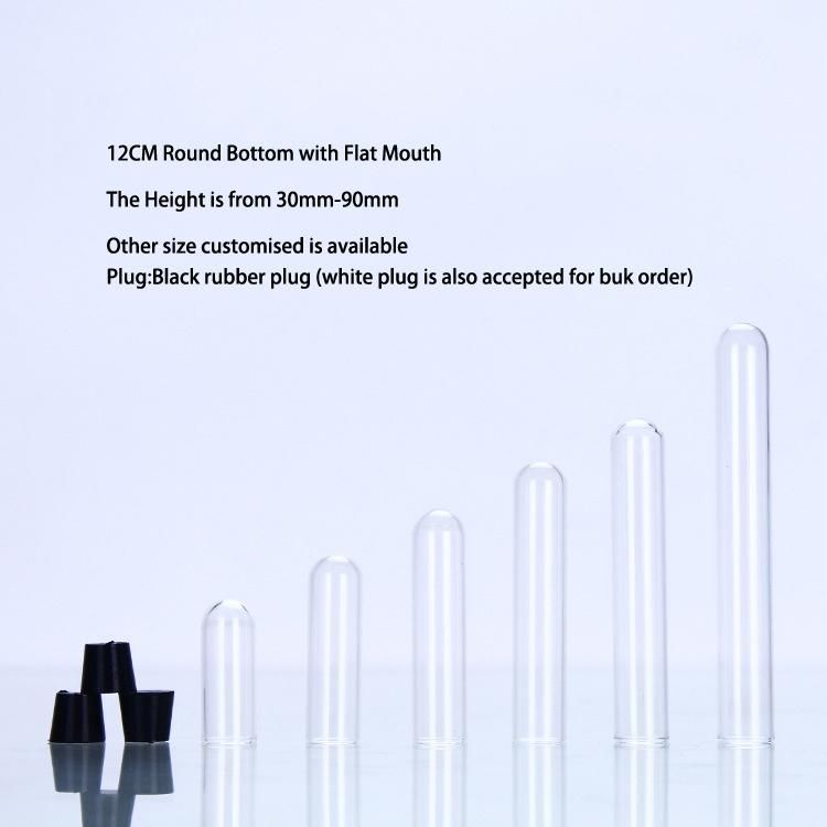 12mm Diameter Tube Bottle in Round Bottom with Black Silicone Pug