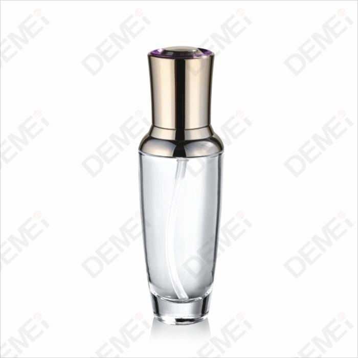 30/40/80/100/120ml 30/50g Cosmetic Skin Care Packaging Clear Conical Toner Lotion Glass Bottle and Cream Jar with Gold ABS Cap