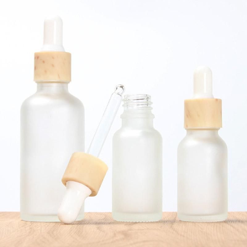 Cosmetic Stock 10ml 15ml 20ml 30ml 50ml Skincare Essential Hair Oil Bottle Frosted Clear Glass Bamboo Serum Bottles