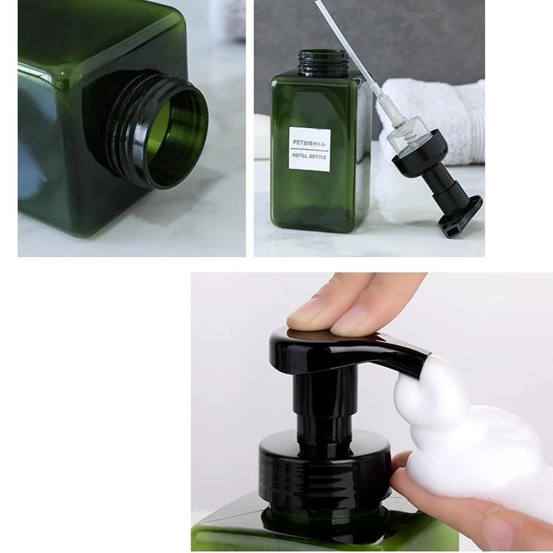 Square Green Amber Clear Bathroom Hand Washing Foam Soap Dispenser Pump Plastic Bottle 250ml 450ml with Foam Pump