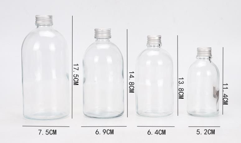 150ml 270ml 350ml 500ml Frosted or Clear Glass Beverage Bottle for Juice with Aluminum Cap