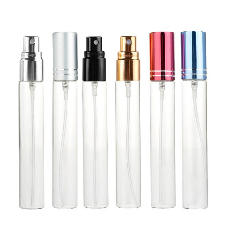 10ml Transparent Thin Glass Sample Vials Portable Mini Perfume Atomizer Colorful Lid Fine Mist Sprayer