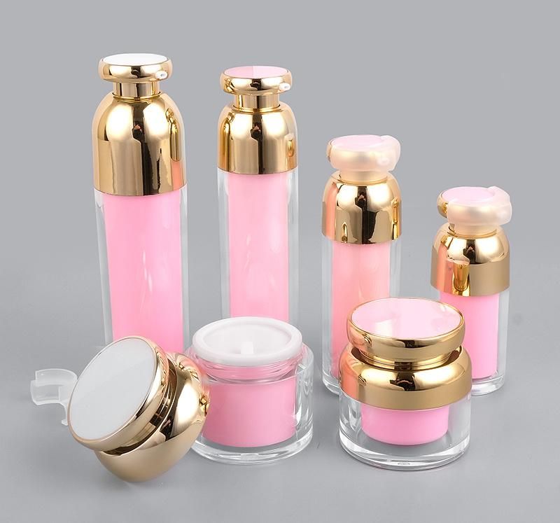 in Stock Pink Empty Plastic Cosmetic Jar 15ml 30ml 50ml 100ml Cosmetics Bottles and Jars Set