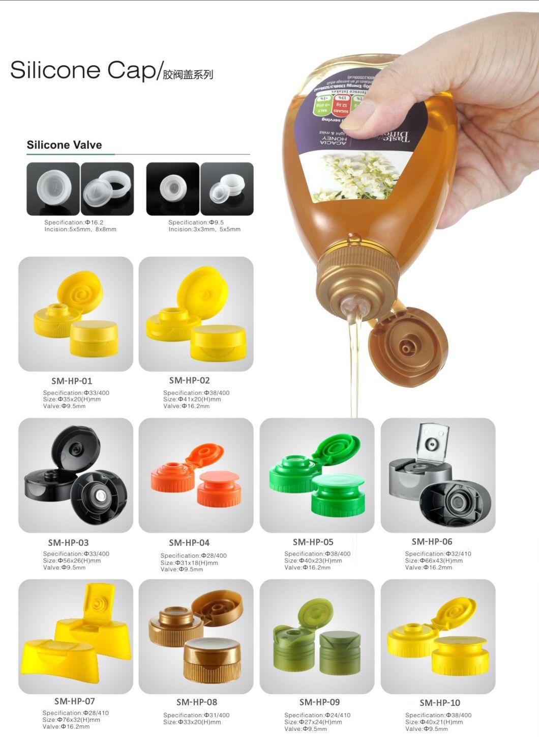 38/400 Plastic Flip Top Bottle Cap Silicone Valve for Laundry Liquid Shampoo Shower Gel
