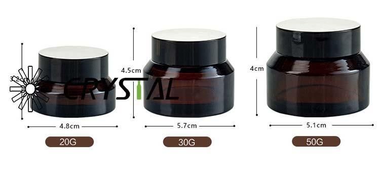 Glass 30g Round Clear Skin Care Cream Jar for Cosmetic Container