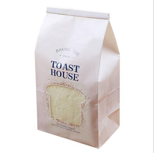 Custom Printed Full-Color Wire Curling Toast Bag, Baking Packaging, Self-Sealing Transparent Window, Kraft Paper Packaging Bag, Bread Bag Food Storage Box