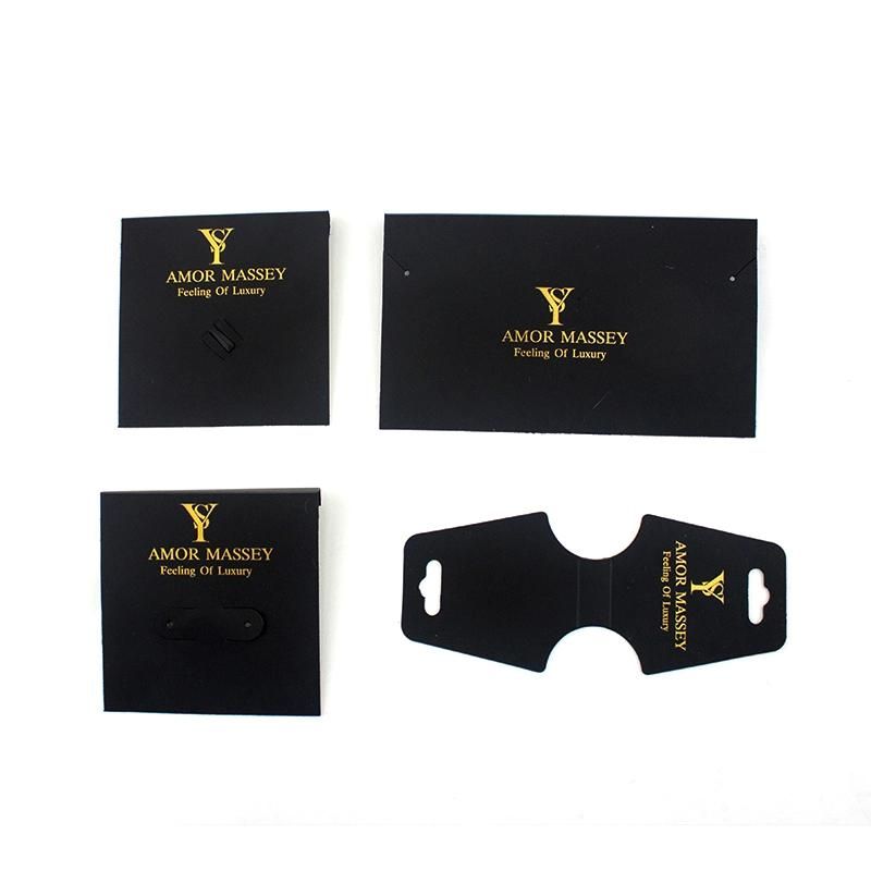 Custom High Quality Black PVC Hot Gold Stamping Jewelry Display Card