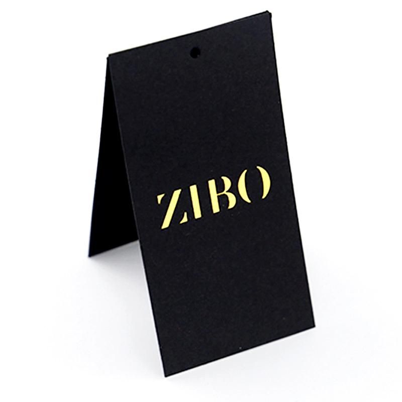 Custom Luxury Gold Printed Black Paper 400GSM Hang Tag