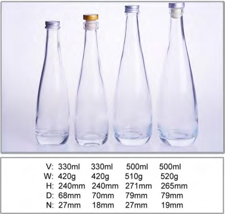 330ml Cone Shape Glass Bottle for Beverage Juice with Screw Cap