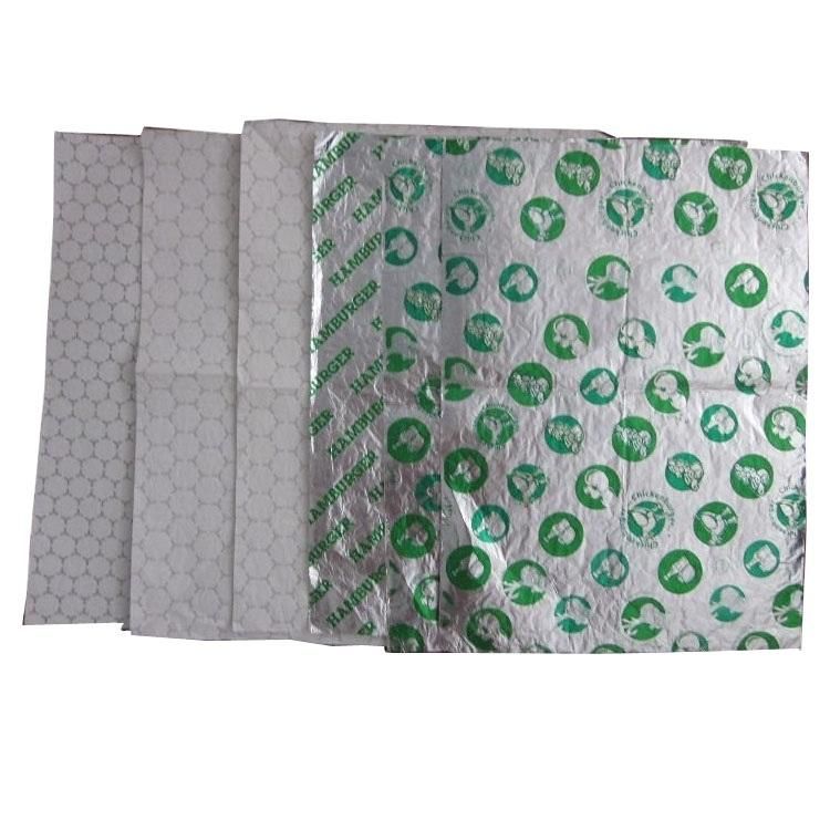 Fast Food Insulated Paper Custom Printed Logo Hamburger Sandwich Aluminum Foil Wrapping Paper