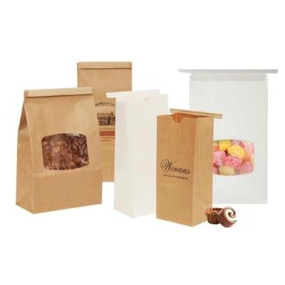 Food Grade White Kraft Tin Tie Paper Bag for Cookies