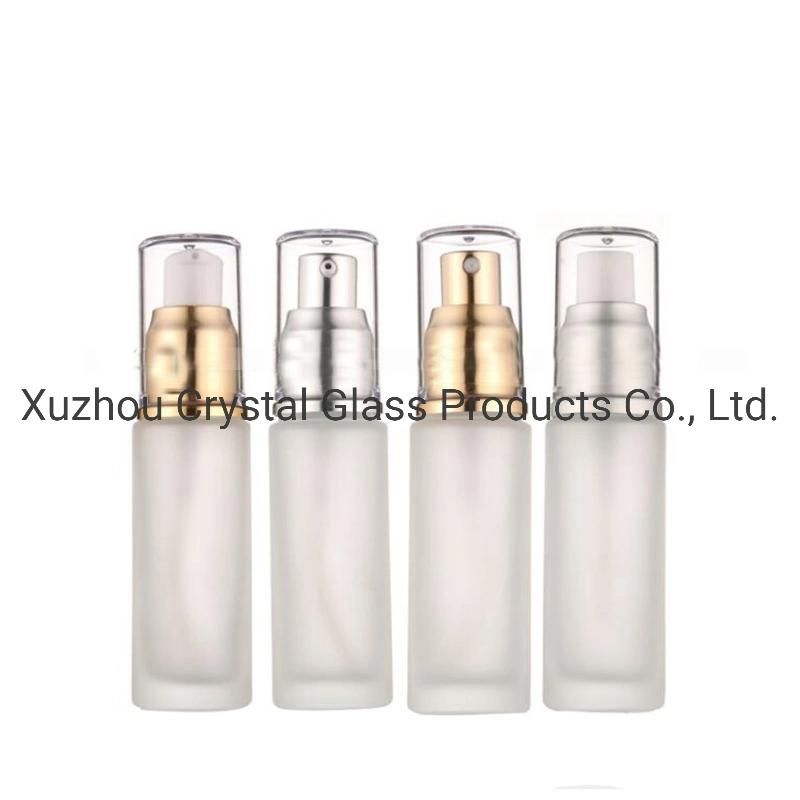 Luxury Lotion Cosmetic Glass Lotion Pump Bottle with Silver Pump for Cosmetic Packaging